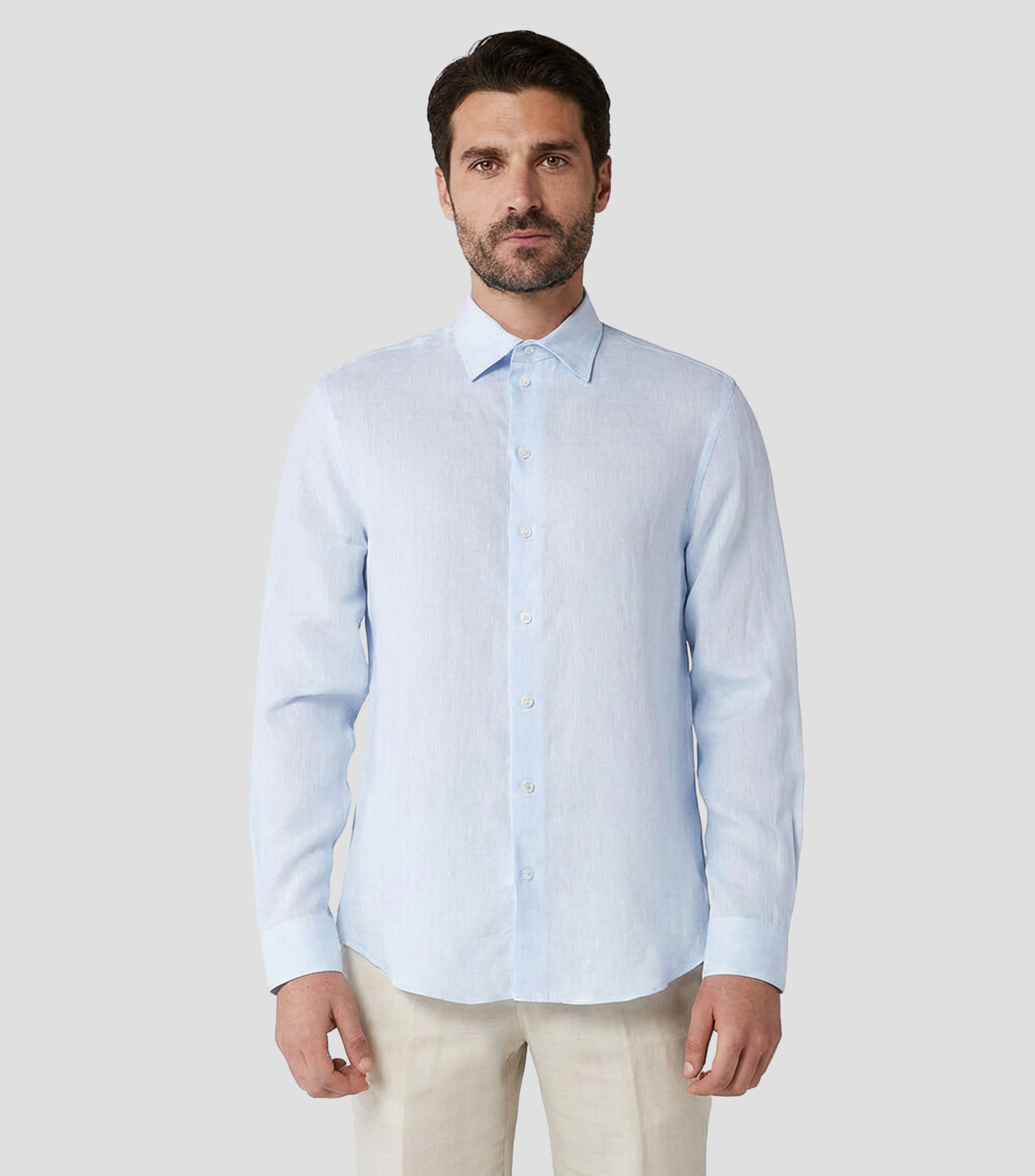 Camisa de lino con manga larga Hombre